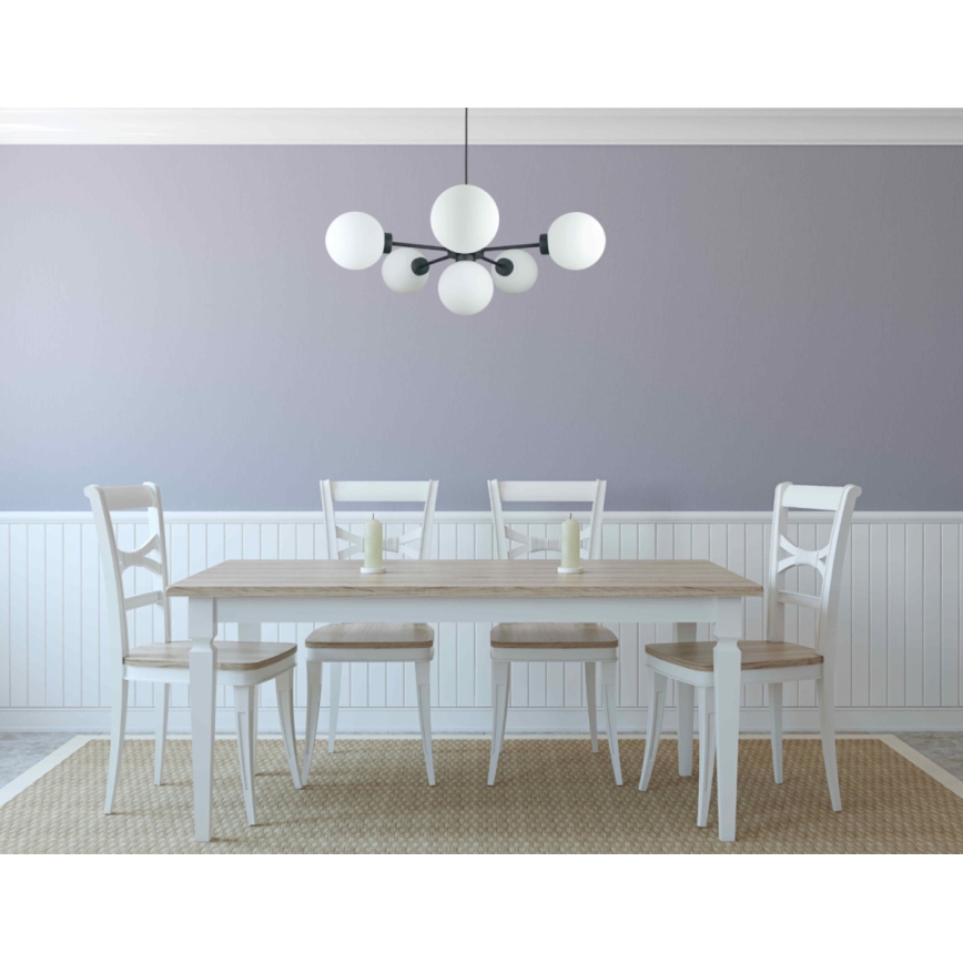 Luster na sajli KALIOPE 6xE14/50W/230V crna/bela