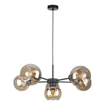 Luster na sajli KALIOPE 6xE27/60W/230V crna/dimljena bež