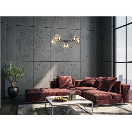 Luster na sajli KALIOPE 6xE27/60W/230V crna/dimljena bež