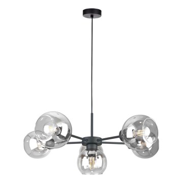 Luster na sajli KALIOPE 6xE27/60W/230V crna/prozirna