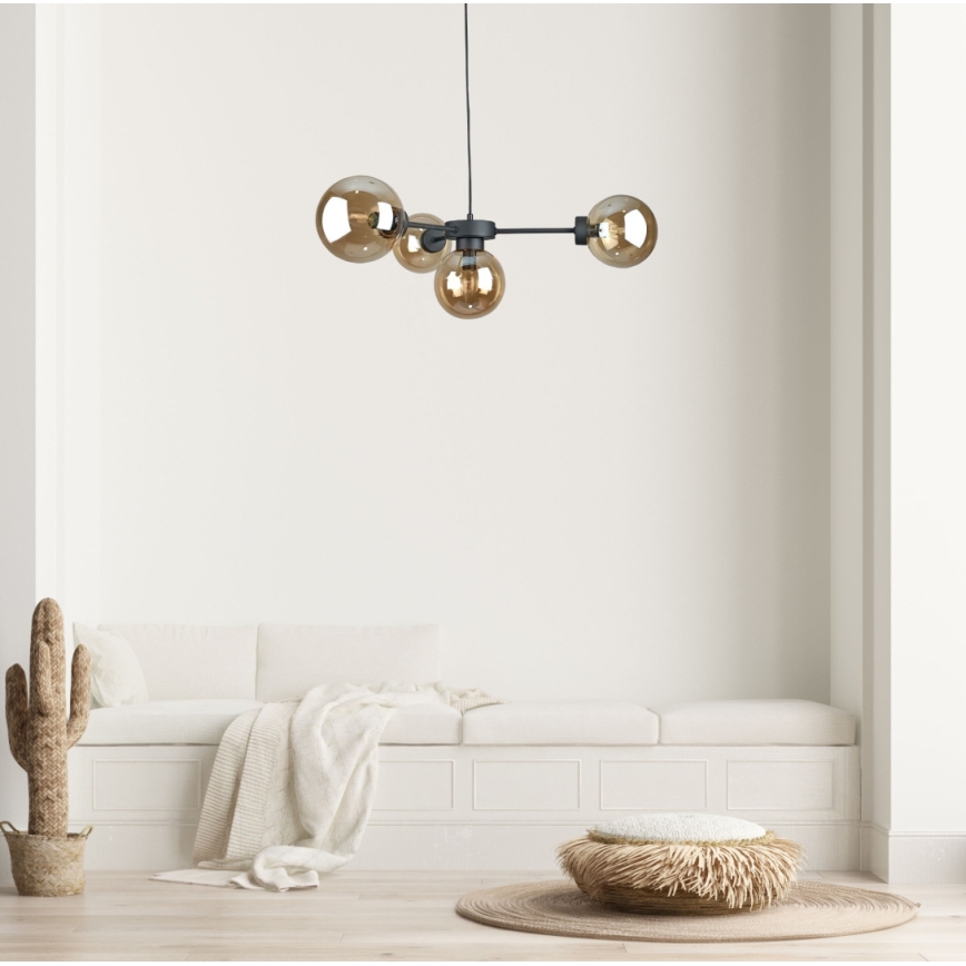 Luster na sajli KALIOPE II 4xE14/50W/230V crna/zadimljena bež