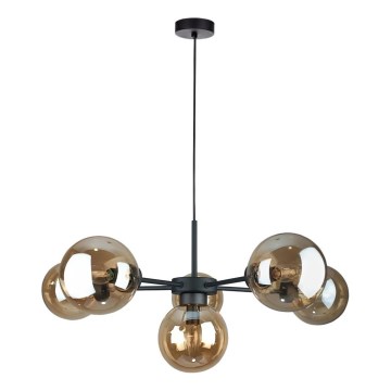 Luster na sajli KALIOPE II 6xE14/50W/230V crna/dimljeno bež