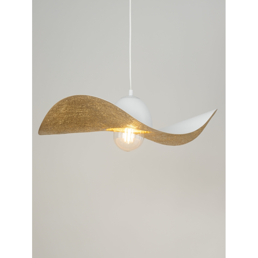 Luster na sajli KAPELLO 1xE27/60W/230V prečnik 55 cm bela/zlatna