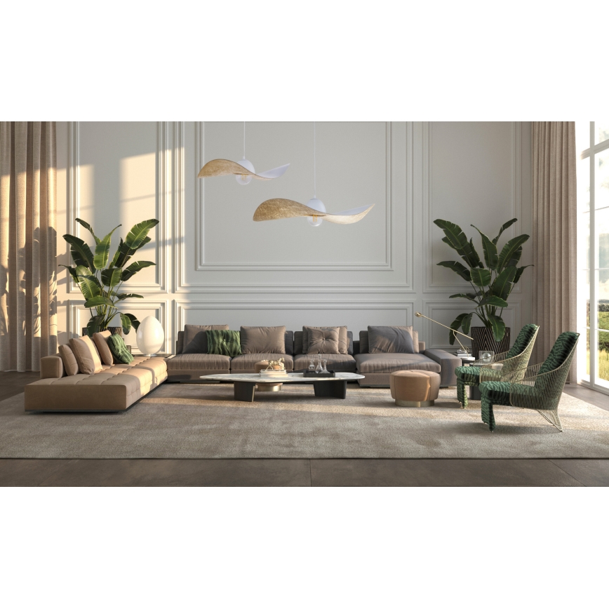 Luster na sajli KAPELLO 1xE27/60W/230V prečnik 76 cm beli/zlatni