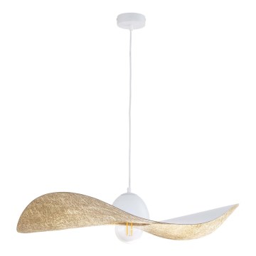 Luster na sajli KAPELLO 1xE27/60W/230V, prečnika 76 cm, bela/zlatna