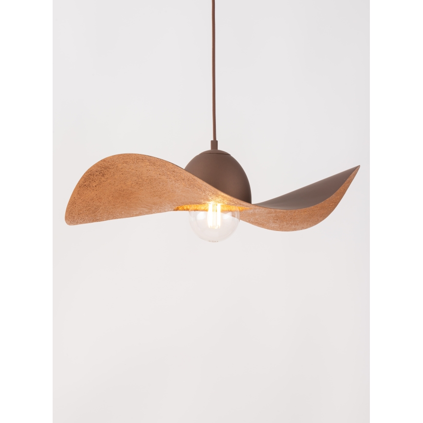 Luster na sajli KAPELLO 1xE27/60W/230V Ø 55 cm braon/bakarne boje