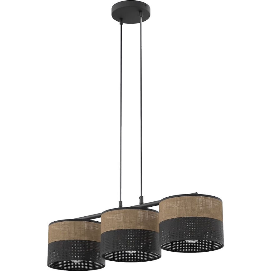 Luster na sajli KARBON 3xE27/15W/230V crna/braon