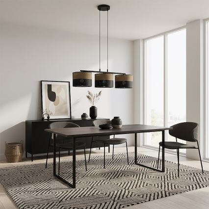 Luster na sajli KARBON 3xE27/15W/230V crna/braon