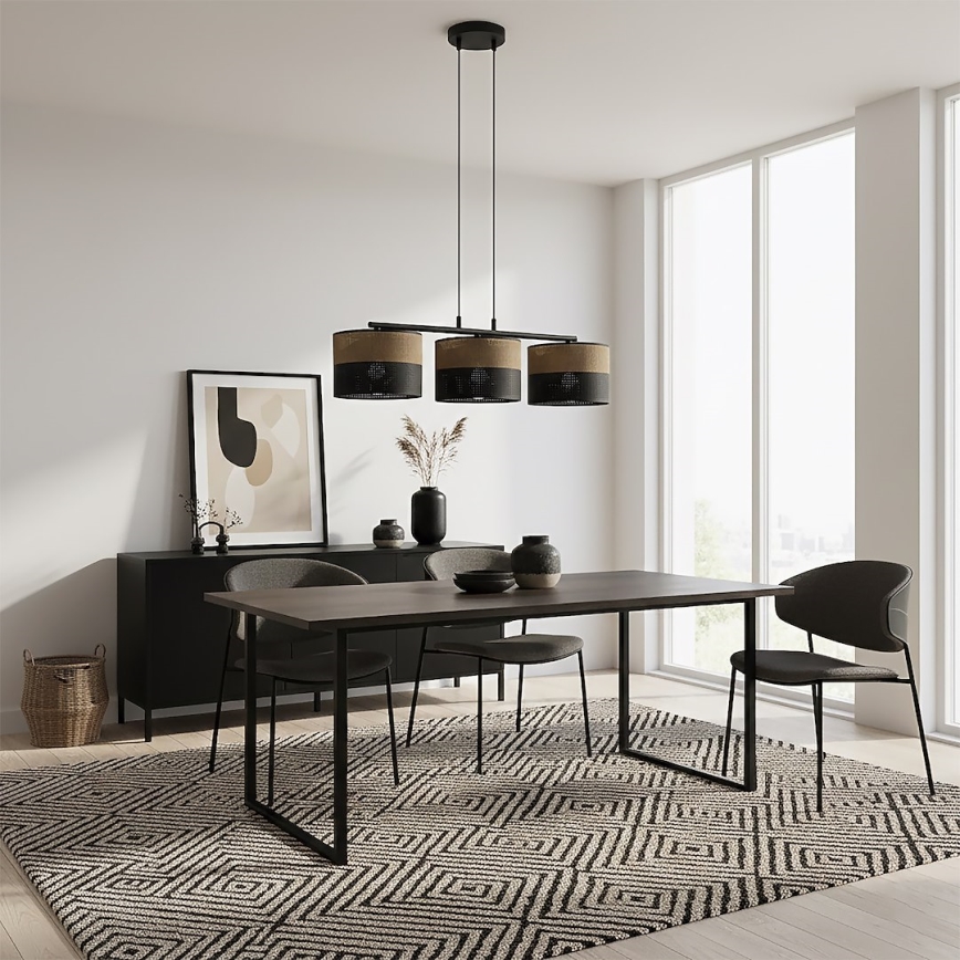 Luster na sajli KARBON 3xE27/15W/230V crna/braon