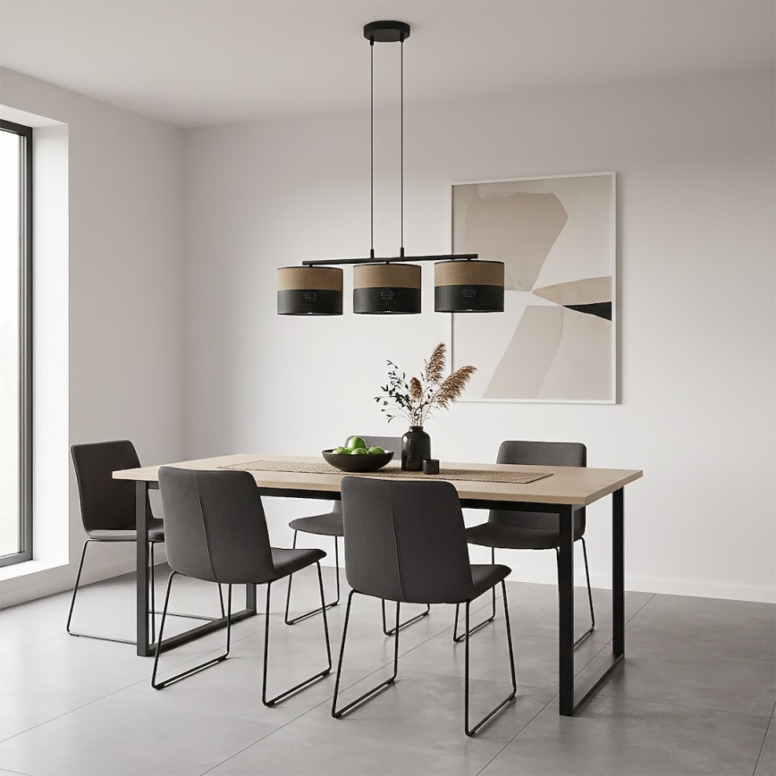 Luster na sajli KARBON 3xE27/15W/230V crna/braon