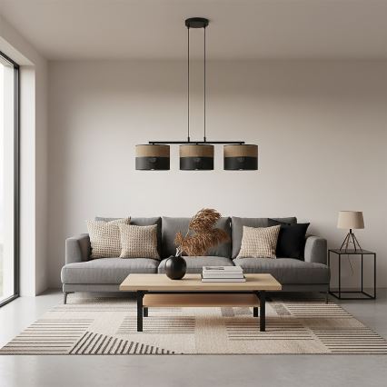 Luster na sajli KARBON 3xE27/15W/230V crna/braon