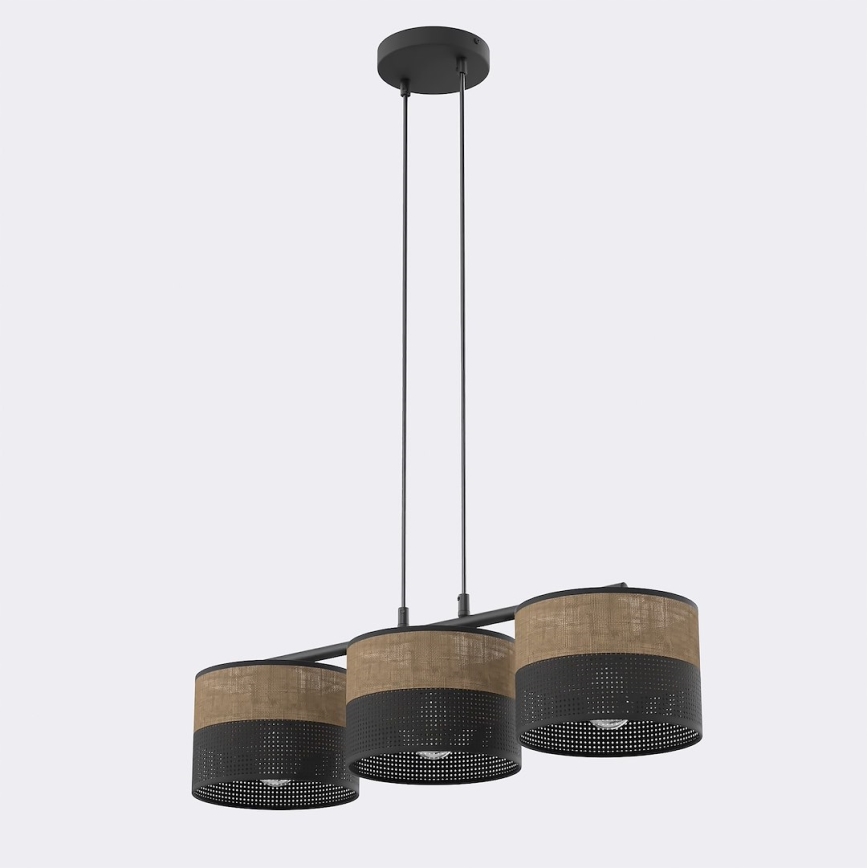 Luster na sajli KARBON 3xE27/15W/230V crna/braon