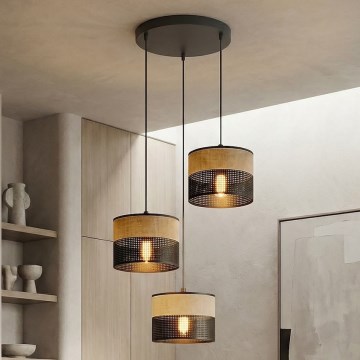 Luster na sajli KARBON 3xE27/15W/230V crna/braon