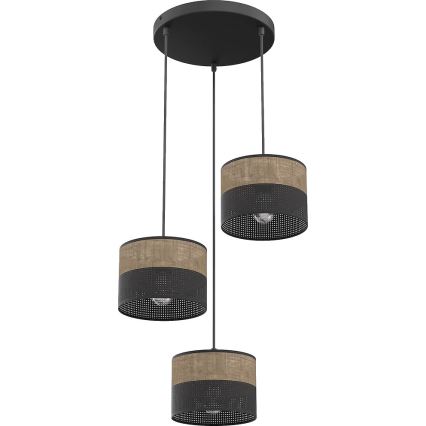 Luster na sajli KARBON 3xE27/15W/230V crna/braon