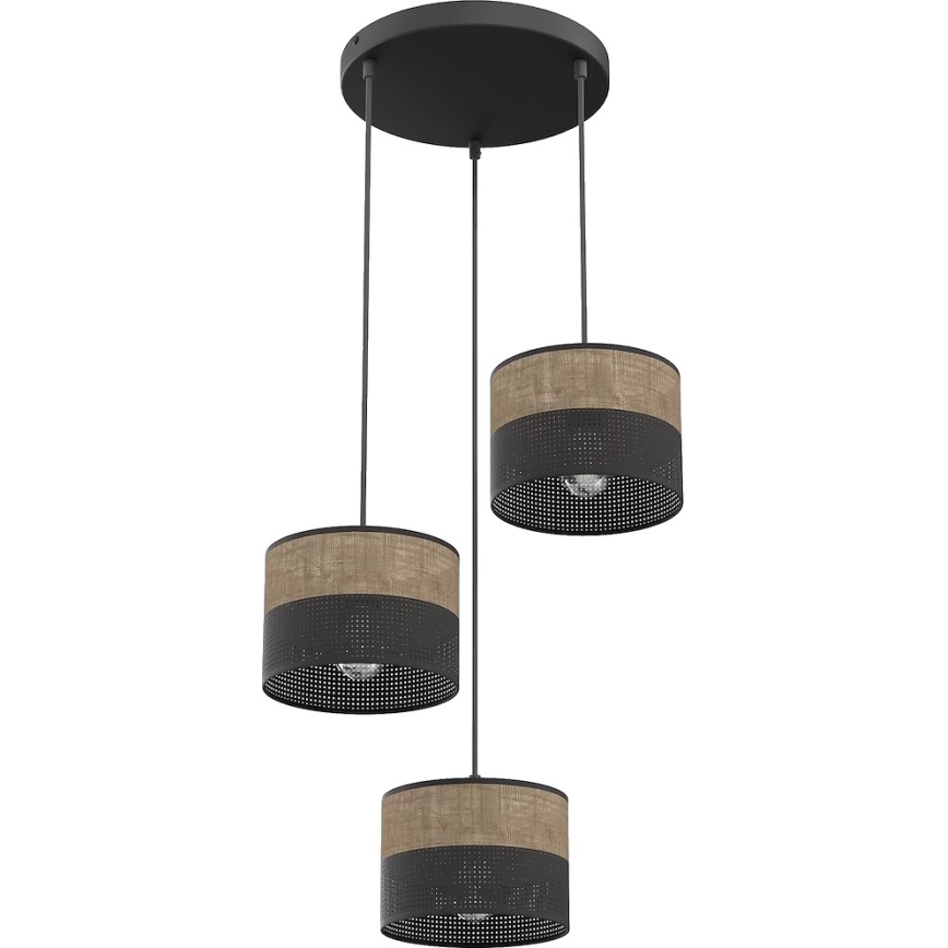 Luster na sajli KARBON 3xE27/15W/230V crna/braon