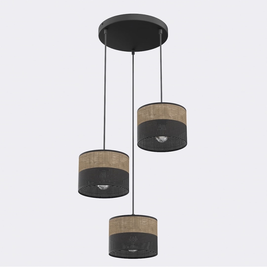 Luster na sajli KARBON 3xE27/15W/230V crna/braon