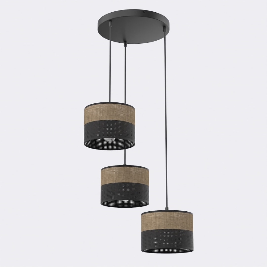 Luster na sajli KARBON 3xE27/15W/230V crna/braon