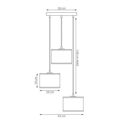 Luster na sajli KARBON 3xE27/15W/230V crna/braon