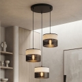 Luster na sajli KARBON 3xE27/15W/230V crna/siva
