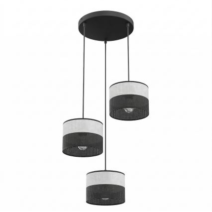 Luster na sajli KARBON 3xE27/15W/230V crna/siva