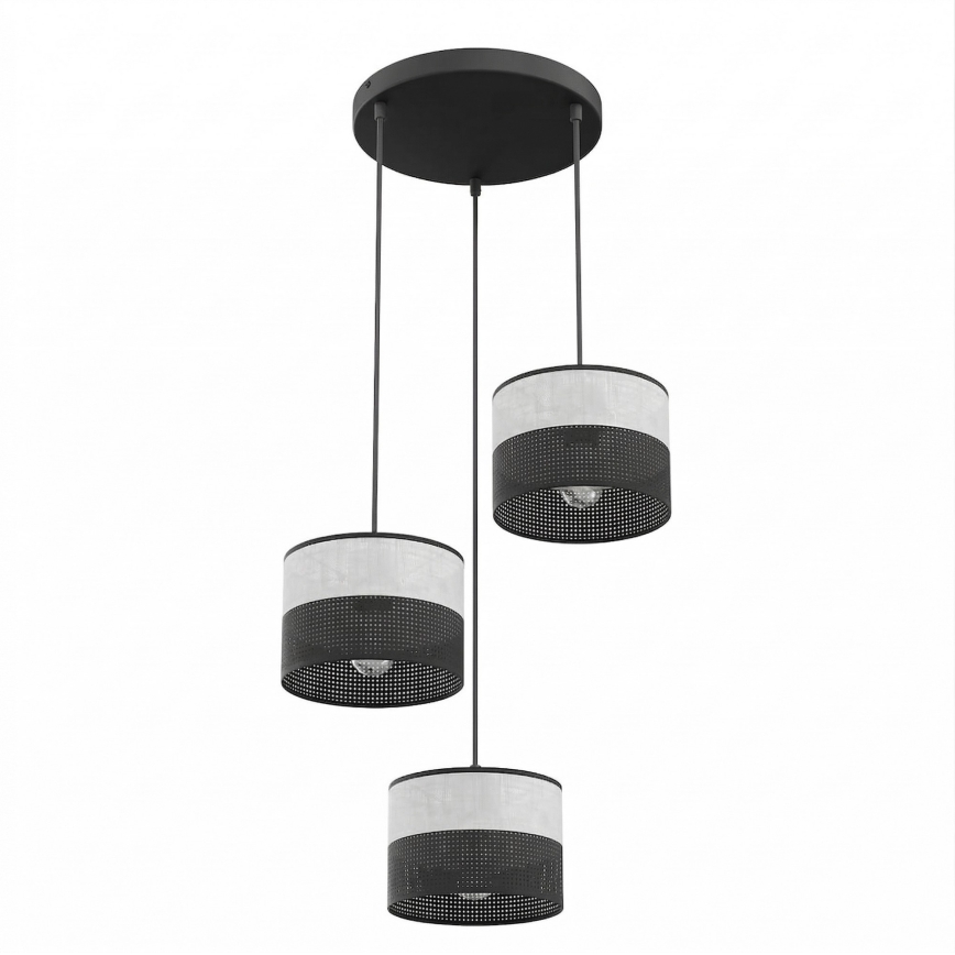 Luster na sajli KARBON 3xE27/15W/230V crna/siva