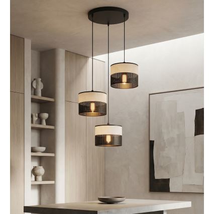 Luster na sajli KARBON 3xE27/15W/230V crna/siva