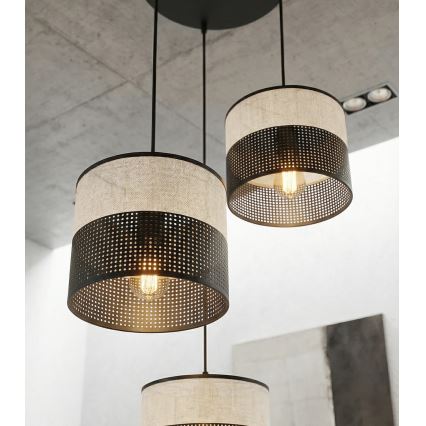 Luster na sajli KARBON 3xE27/15W/230V crna/siva