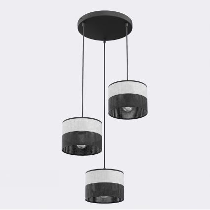 Luster na sajli KARBON 3xE27/15W/230V crna/siva