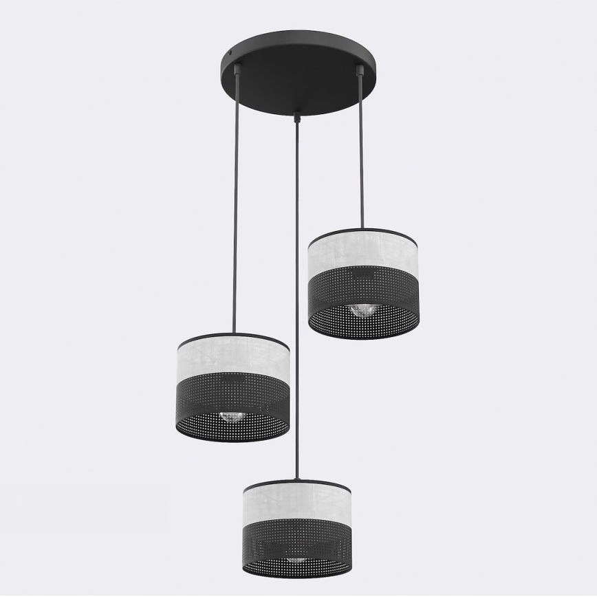 Luster na sajli KARBON 3xE27/15W/230V crna/siva