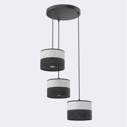 Luster na sajli KARBON 3xE27/15W/230V crna/siva