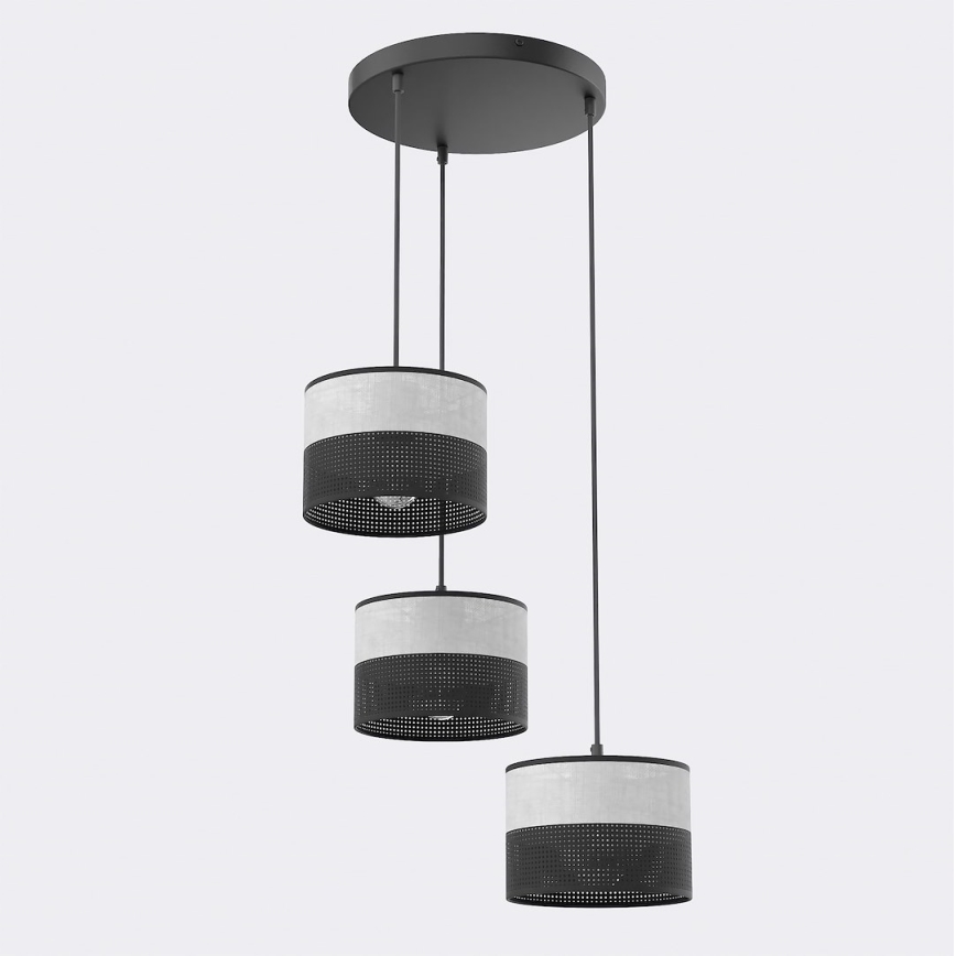Luster na sajli KARBON 3xE27/15W/230V crna/siva