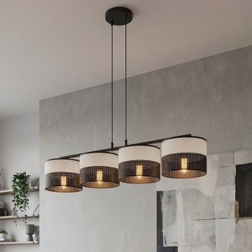 Luster na sajli KARBON 4xE27/15W/230V crna/siva