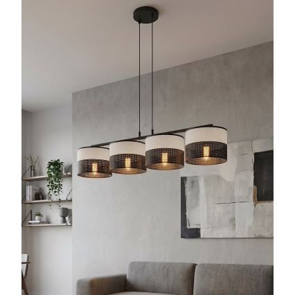 Luster na sajli KARBON 4xE27/15W/230V crna/siva