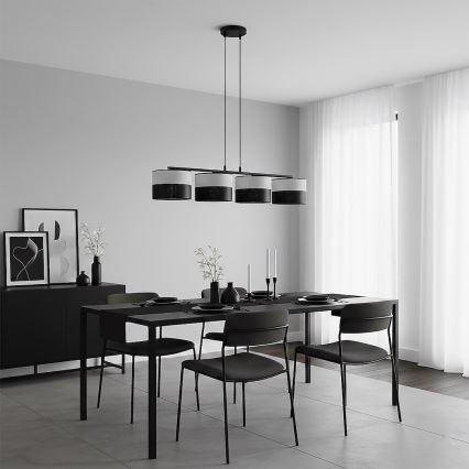Luster na sajli KARBON 4xE27/15W/230V crna/siva