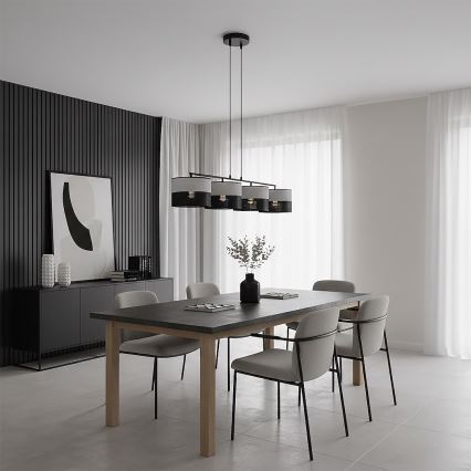 Luster na sajli KARBON 4xE27/15W/230V crna/siva