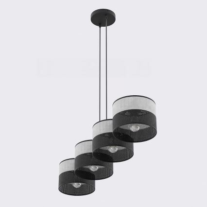 Luster na sajli KARBON 4xE27/15W/230V crna/siva