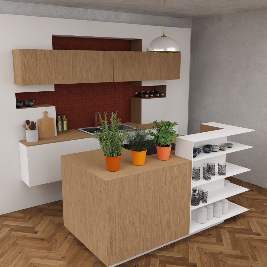 Luster na sajli KITCHEN 1xE27/15W/230V bela/zlatna