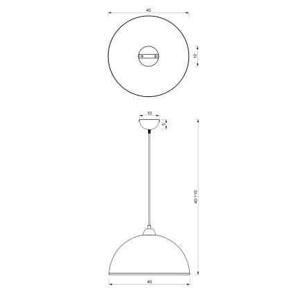 Luster na sajli KITCHEN 1xE27/15W/230V bela/zlatna