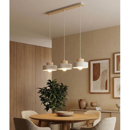 Luster na sajli KIVI 3xE27/15W/230V beo