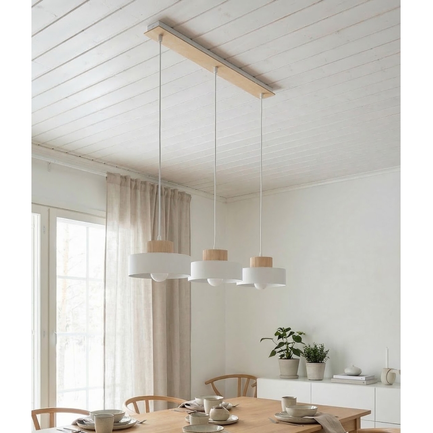 Luster na sajli KIVI 3xE27/15W/230V beo