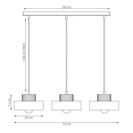 Luster na sajli KIVI 3xE27/15W/230V beo