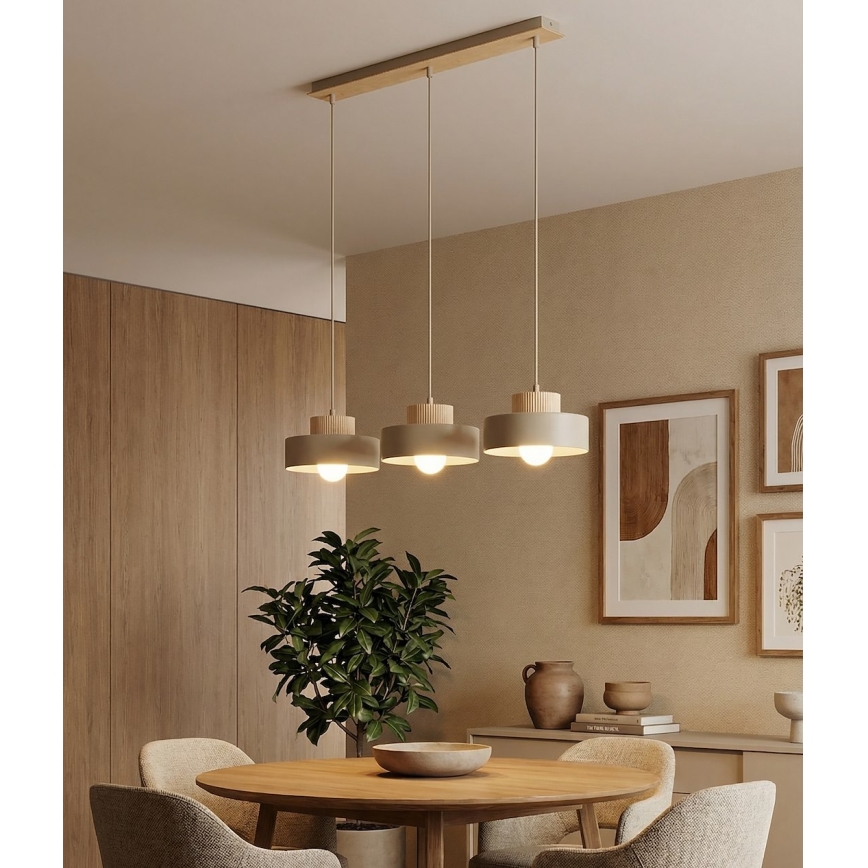 Luster na sajli KIVI 3xE27/15W/230V bež