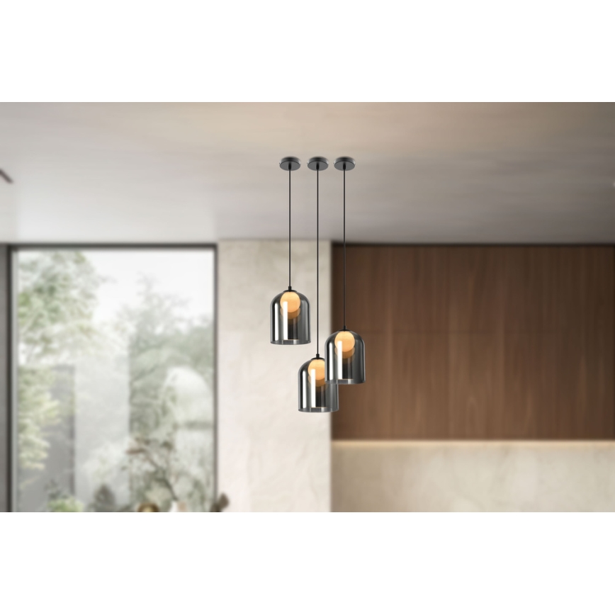 Luster na sajli KLEA 1xG9/15W/230V zadimljeno crna