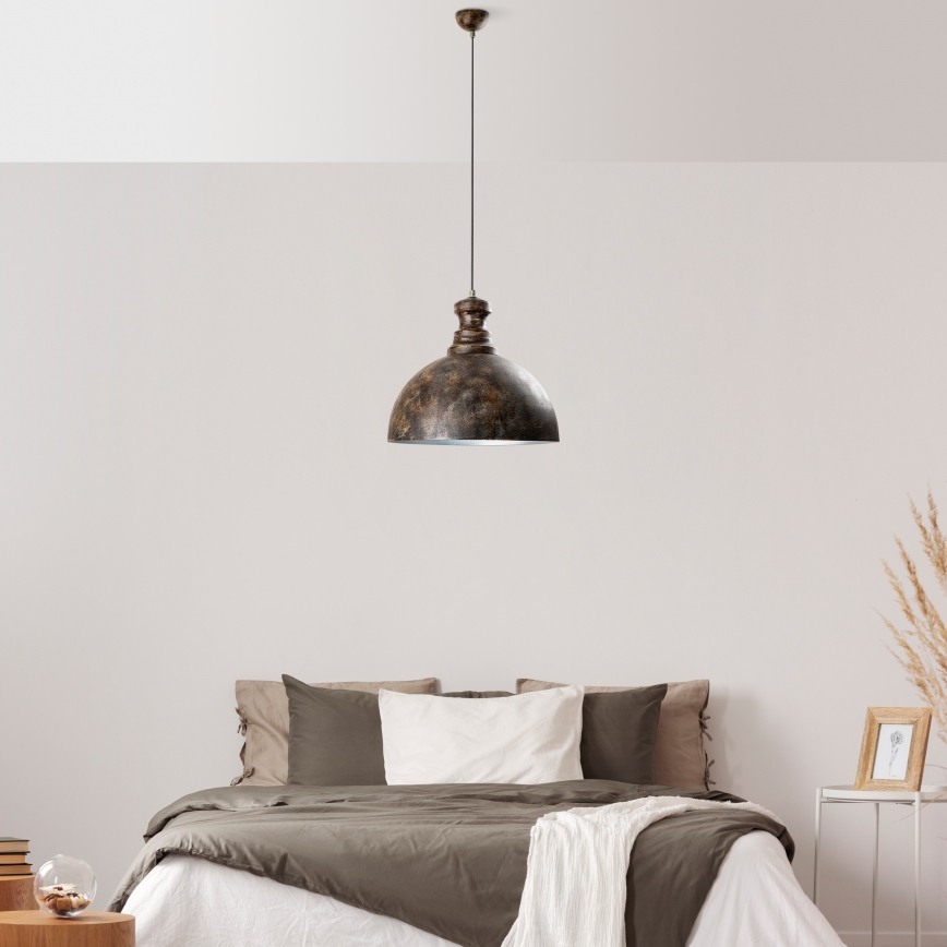 Luster na sajli KURE 1xE27/40W/230V, prečnik 40 cm, siva