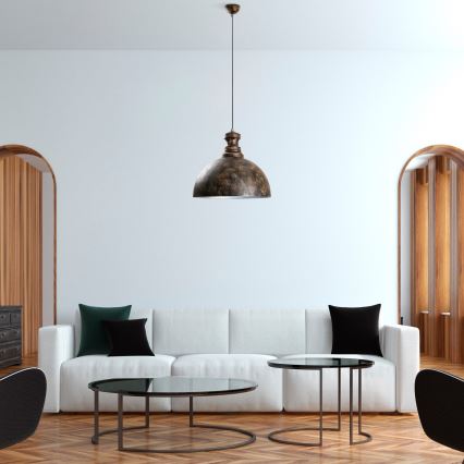 Luster na sajli KURE 1xE27/40W/230V, prečnik 40 cm, siva