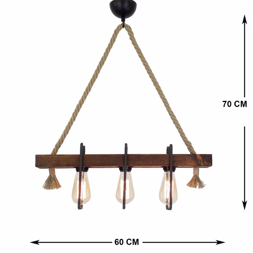 Luster na sajli KUTUK 3xE27/40W/230V borovina