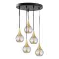 Luster na sajli LACRIMA HONEY 5xE27/60W/230V, prečnik 45 cm