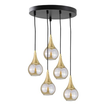 Luster na sajli LACRIMA HONEY 5xE27/60W/230V, prečnik 45 cm