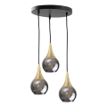 Luster na sajli LACRIMA SMOKY 3xE27/60W/230V prečnik 30 cm