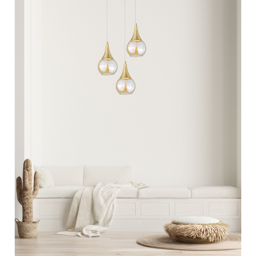 Luster na sajli LACRIMA WHITE 3xE27/60W/230V, prečnik 30 cm